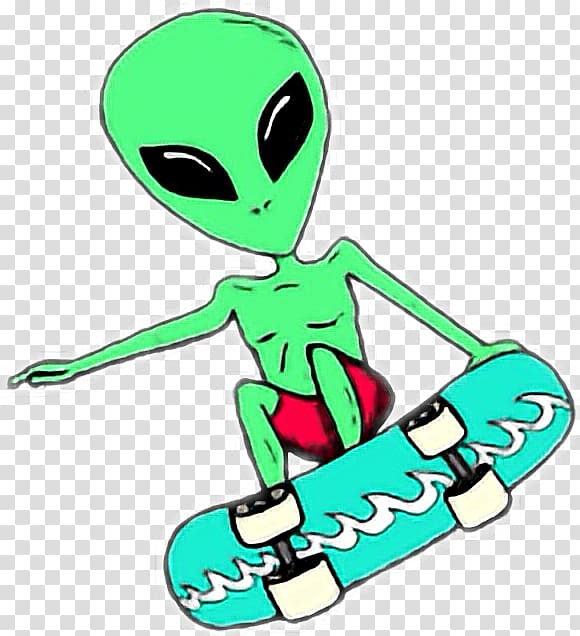 Alien Drawing Art, cartoon skateboard transparent background PNG clipart