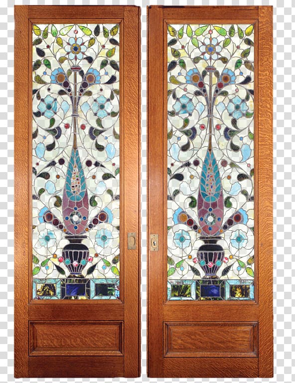 Window Stained glass Pocket door Sliding door, Furniture window material free pull flower case transparent background PNG clipart
