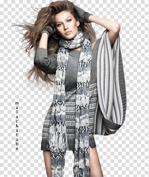 Gisele Bündchen Scarf Warp knitting Fashion Outerwear, model transparent background PNG clipart