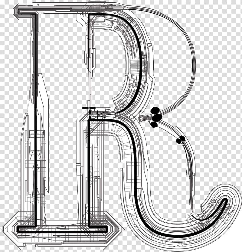 Letter Drawing Illustration, Science and technology R trademark hand-painted material transparent background PNG clipart