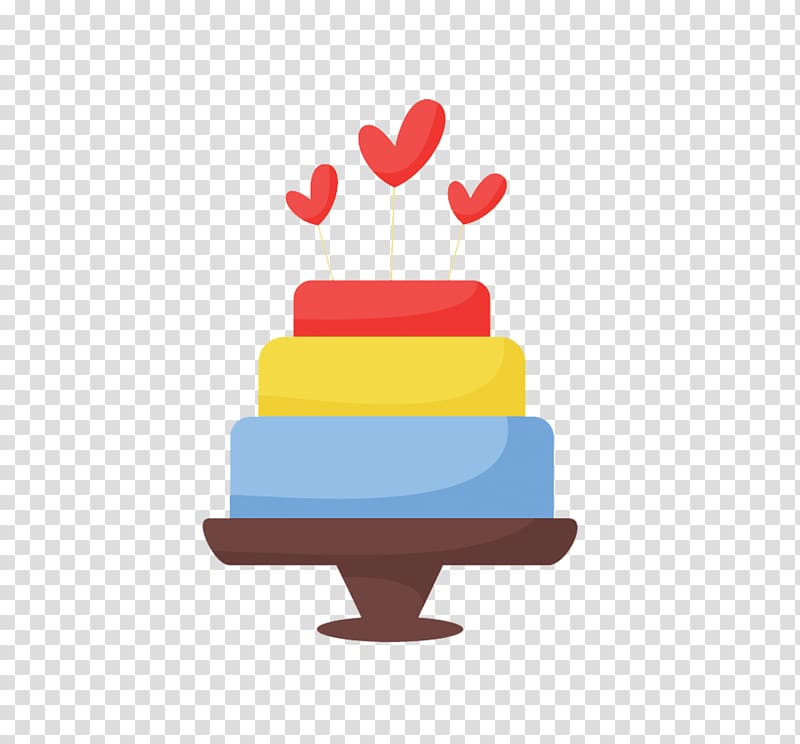 Cake Illustration, Valentine\'s Day love tricolor cake decoration material transparent background PNG clipart