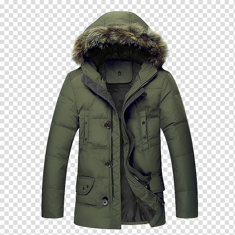 Jacket Hoodie Clothing Overcoat, Men\'s down jacket fluff transparent background PNG clipart