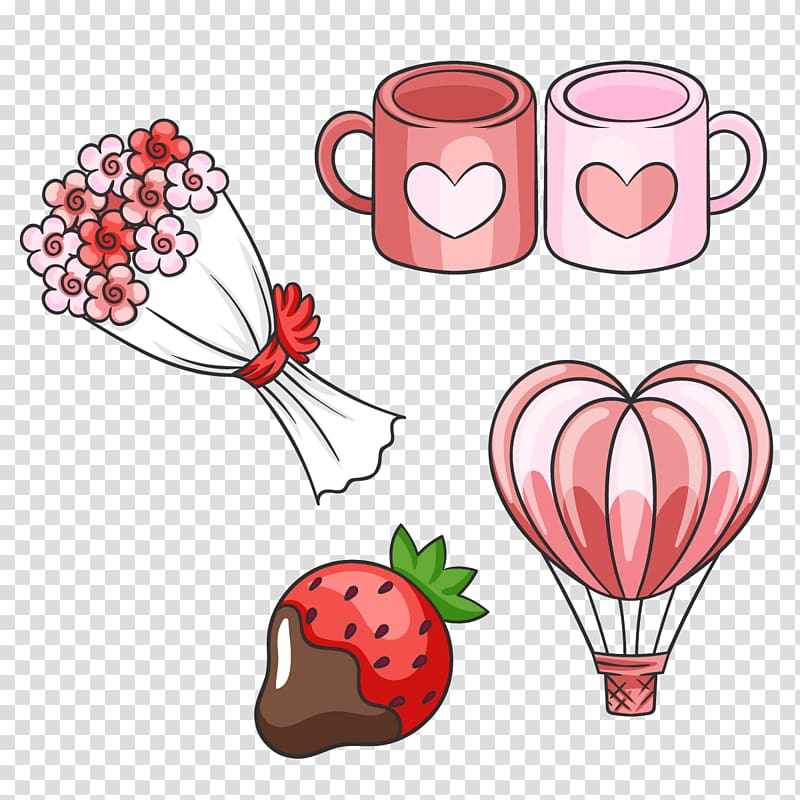 Valentines Day Flower bouquet, Love Mug transparent background PNG clipart