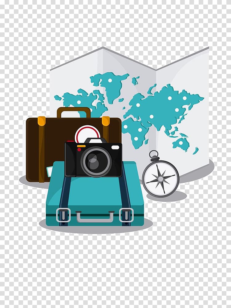 Baggage Suitcase Camera, Camera white luggage cartoon free to pull transparent background PNG clipart
