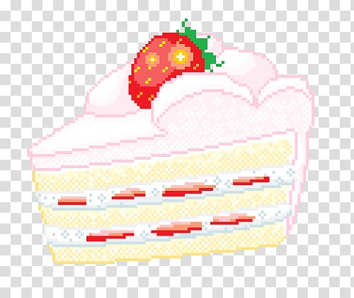 Strawberry Cream Cake Food Pixel Art Cake Transparent