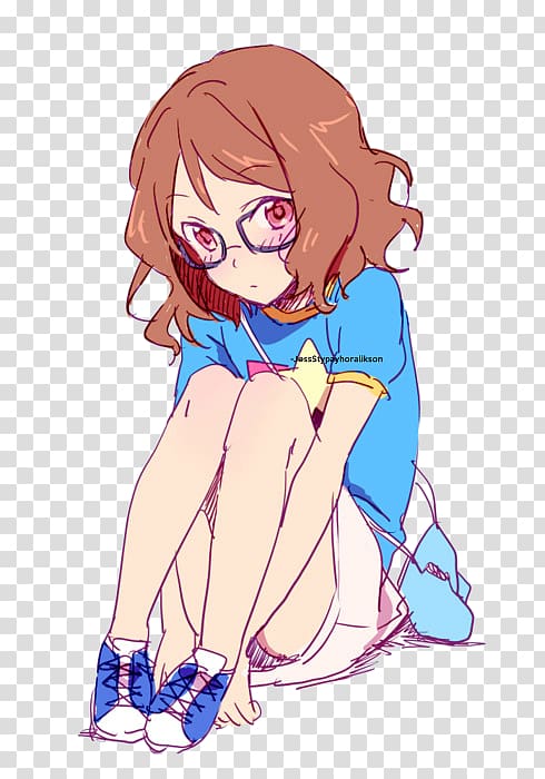 female anime character wearing eyeglasses and blue shirt, Computer Icons Askartelu EXO , Anime transparent background PNG clipart