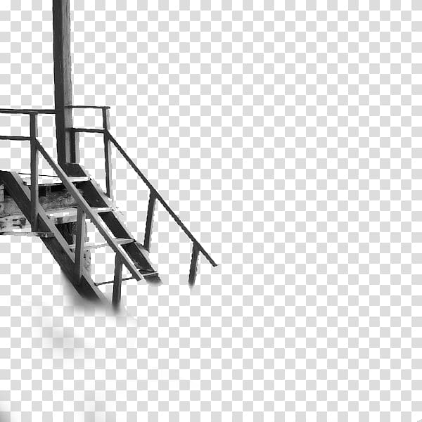 Black and white Art, Wooden stairs transparent background PNG clipart