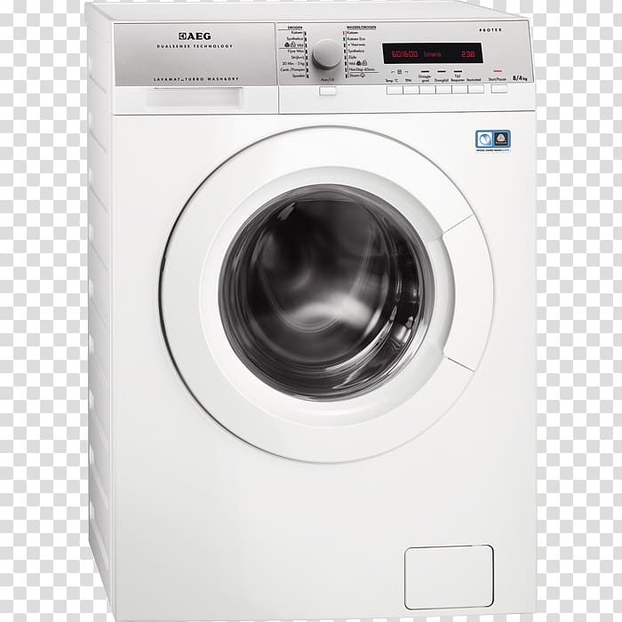 AEG L72475FL Vrijstaand Voorbelading 7kg 1400RPM A+++ Wit wasmach Washing Machines AEG Lavamat L72675FL AEG L76680NWD, major household appliances transparent background PNG clipart