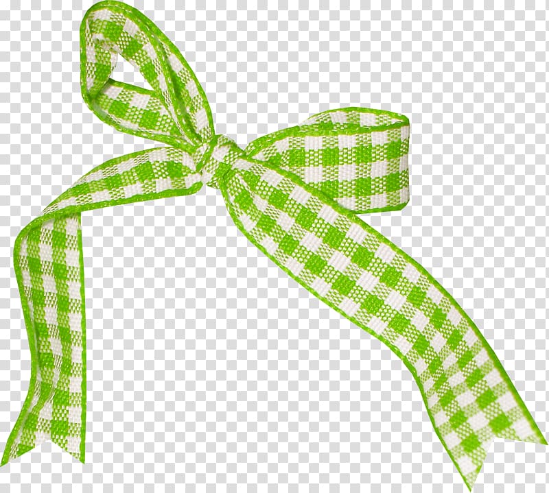 Ribbon Green , Green plaid bow transparent background PNG clipart