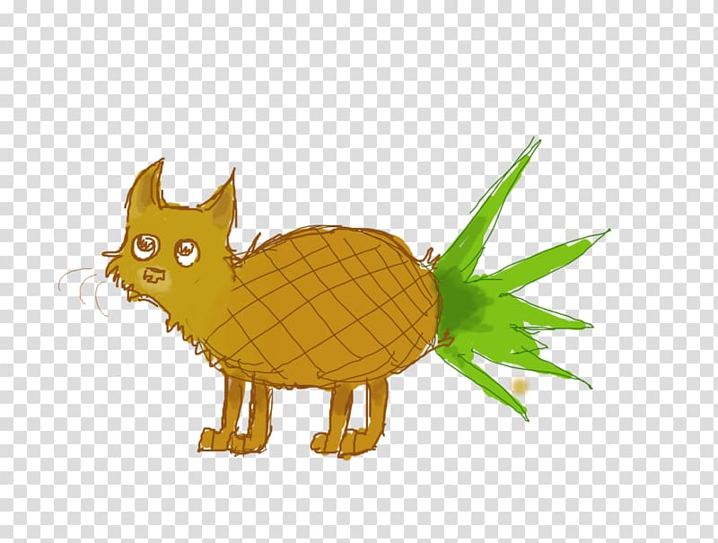 Cat Cartoon Tail Wildlife, Pineapple draw transparent background PNG clipart