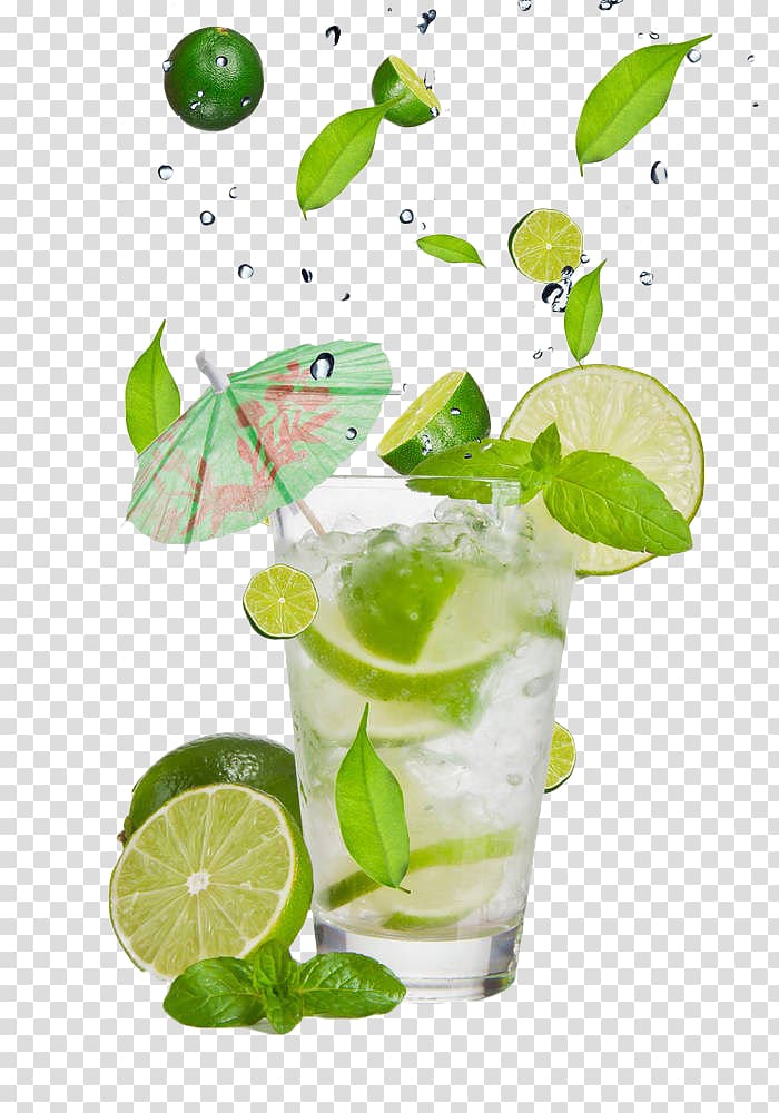 floating lemon fruit ice drink transparent background PNG clipart