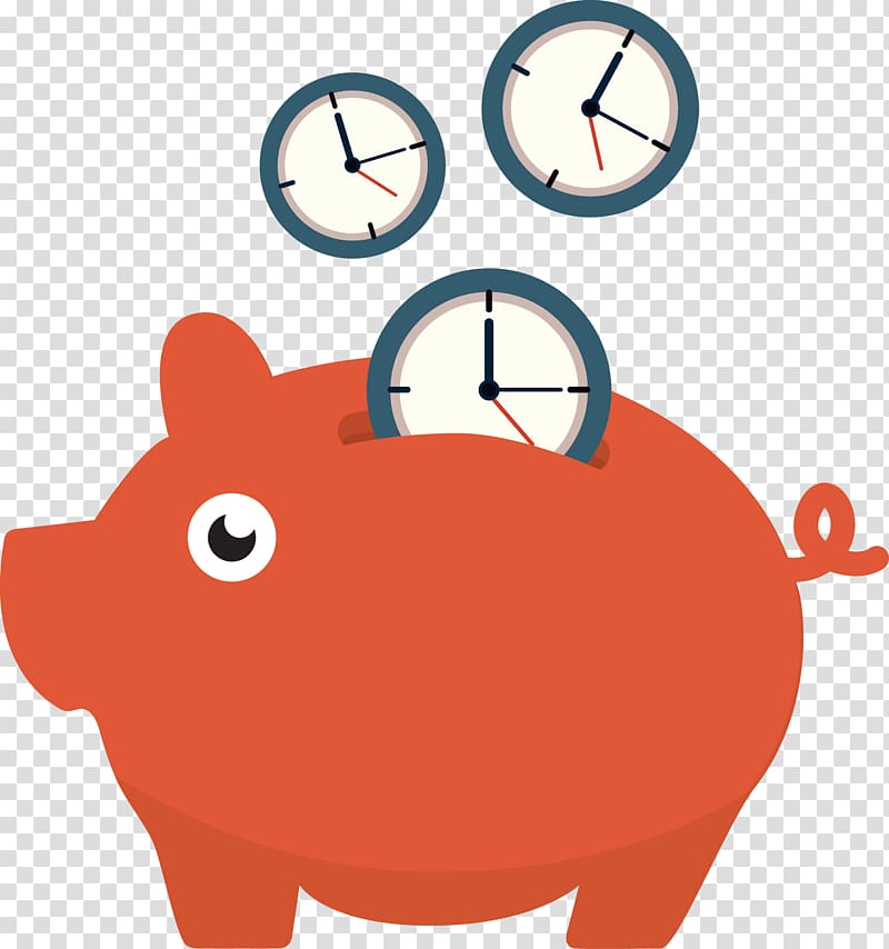 Piggy bank Saving Time, Time savings transparent background PNG clipart