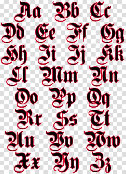 Tattoo Old English Latin alphabet Letter English alphabet, English Fonts transparent background PNG clipart