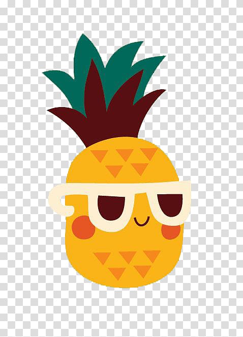 pineapple with sunglasses illustration, Pineapple tart Pineapple bun Pineapple cake Drawing, Cartoon Pineapple transparent background PNG clipart