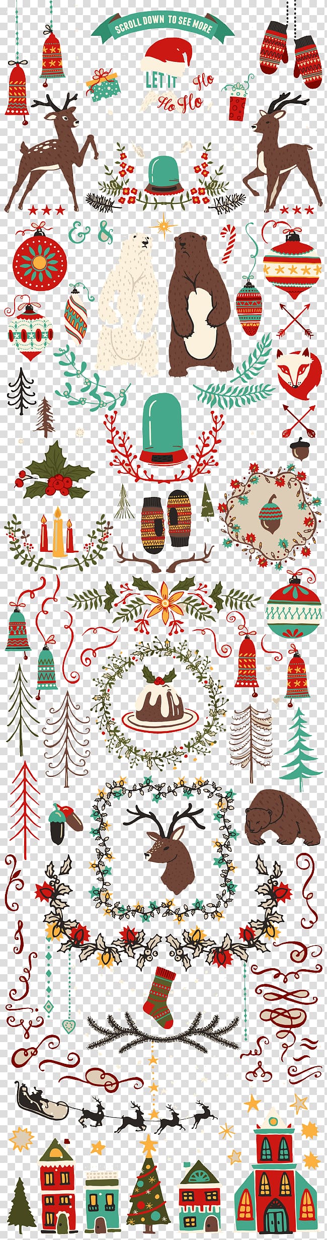 Christmas and holiday season Illustration, Christmas elements transparent background PNG clipart