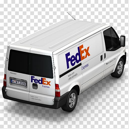 gray Ford Transit FedEx Express van, minibus minivan car brand, FedEx Van Back transparent background PNG clipart