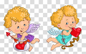 Cupid Cartoon Heart Illustration, Angel Heart transparent background PNG clipart thumbnail