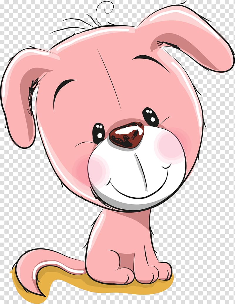 pink dog illustration, Dog Whiskers Illustration, Pink cute puppy transparent background PNG clipart