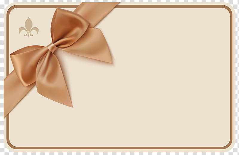 brown bow-themed card illustration, Voucher Ribbon Coupon Gift, Label with Bow transparent background PNG clipart
