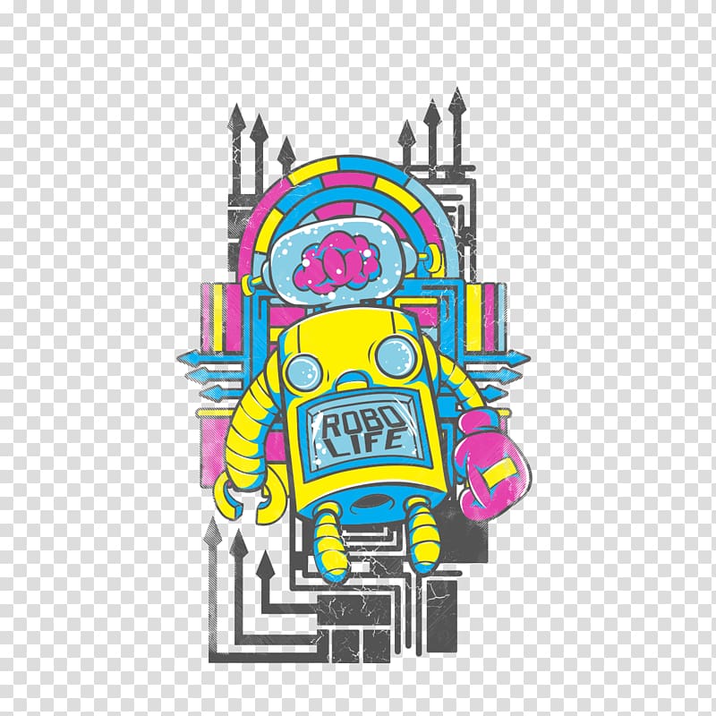 Robo Life illustration, Printed T-shirt Printing Clothing, Theme T-shirt transparent background PNG clipart