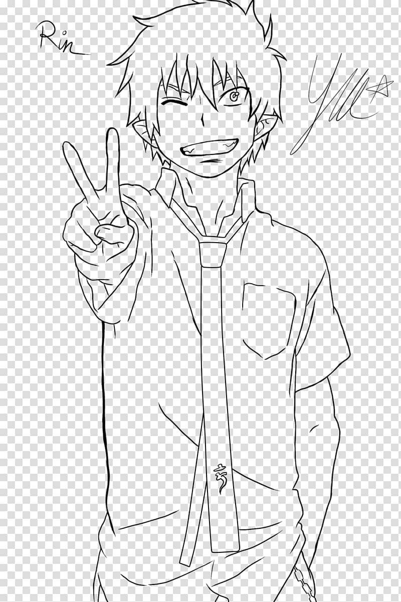 Rin Okumura Line art /m/02csf Drawing Blue Exorcist, Quinn Brothers transparent background PNG clipart