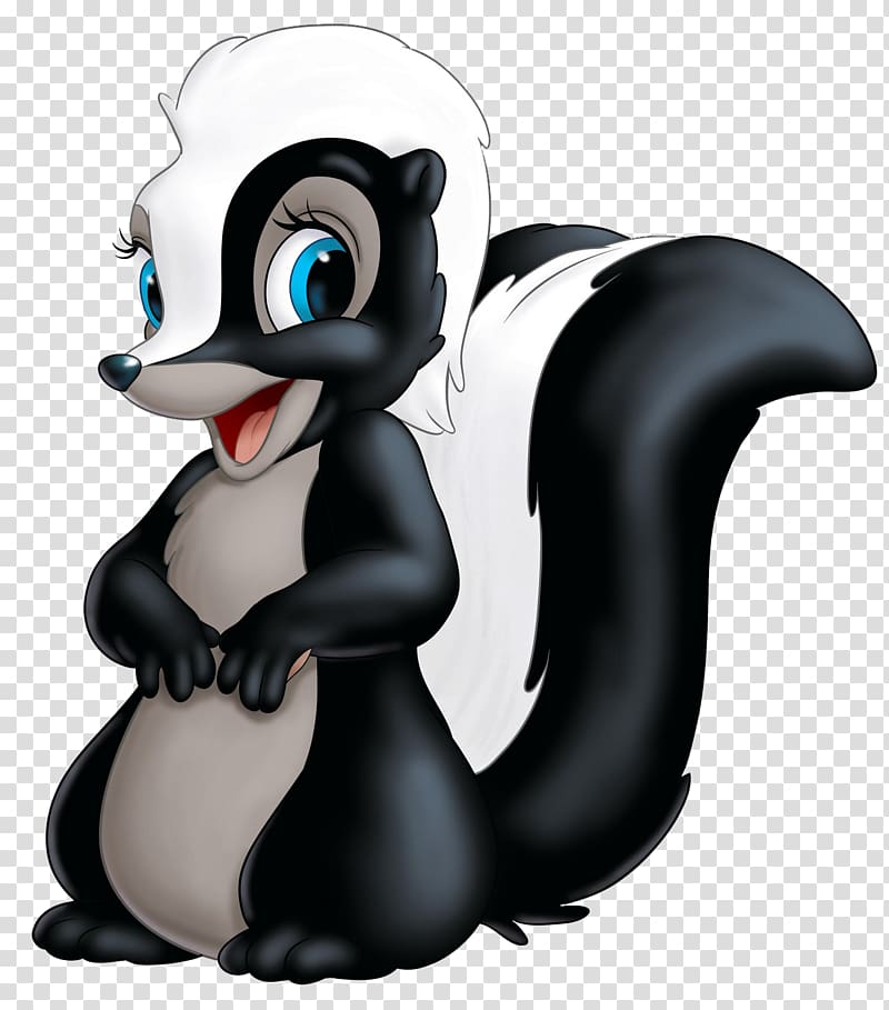 white and black skunk illustration, Bambi, a Life in the Woods Thumper Flower , skunk transparent background PNG clipart