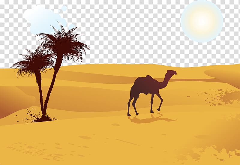 camel on desert illustration, Camel Desert Computer file, camel transparent background PNG clipart