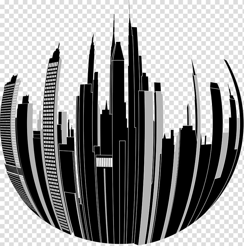 Skyline Black and white , city transparent background PNG clipart