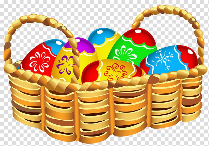 faberge eggs in basket illustration, Easter Bunny Easter egg Easter basket , Square Basket with Easter Eggs transparent background PNG clipart