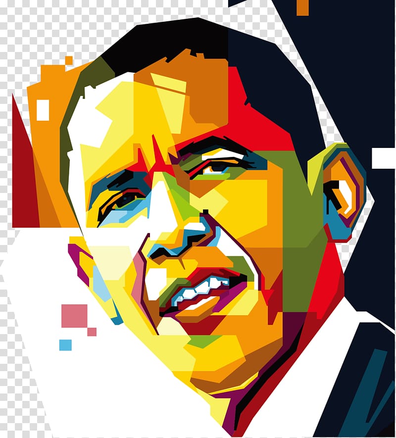 Barack Obama United States WPAP Portrait, President Obama back suddenly smile color pixel Videos transparent background PNG clipart
