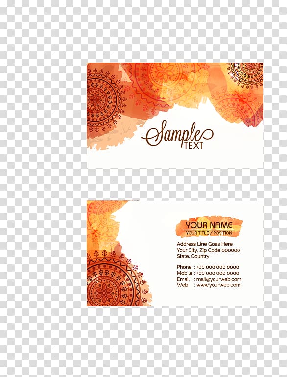 Sample Text card, Business card Visiting card, business card transparent background PNG clipart