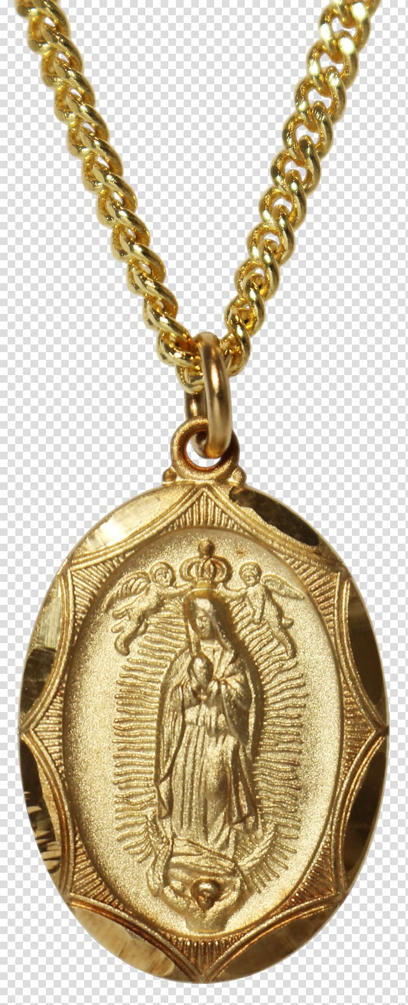 Charms & Pendants Medal Gold Necklace Our Lady of Guadalupe, cartoon gold medal transparent background PNG clipart