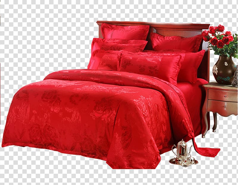 Bed sheet Blanket Red, Wedding quilt transparent background PNG clipart