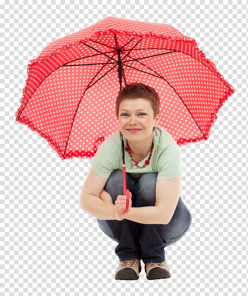 Umbrella Woman, Young Happy Woman Sitting With Umbrella transparent background PNG clipart