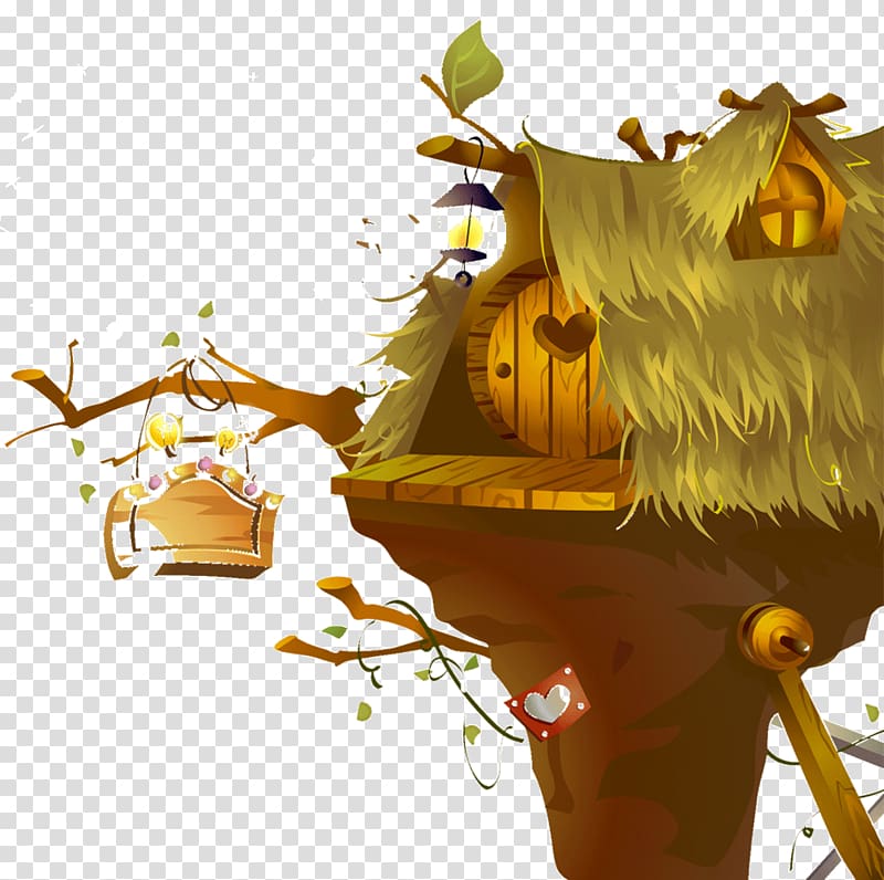 Cartoon Poster Illustration, Tree nest transparent background PNG clipart