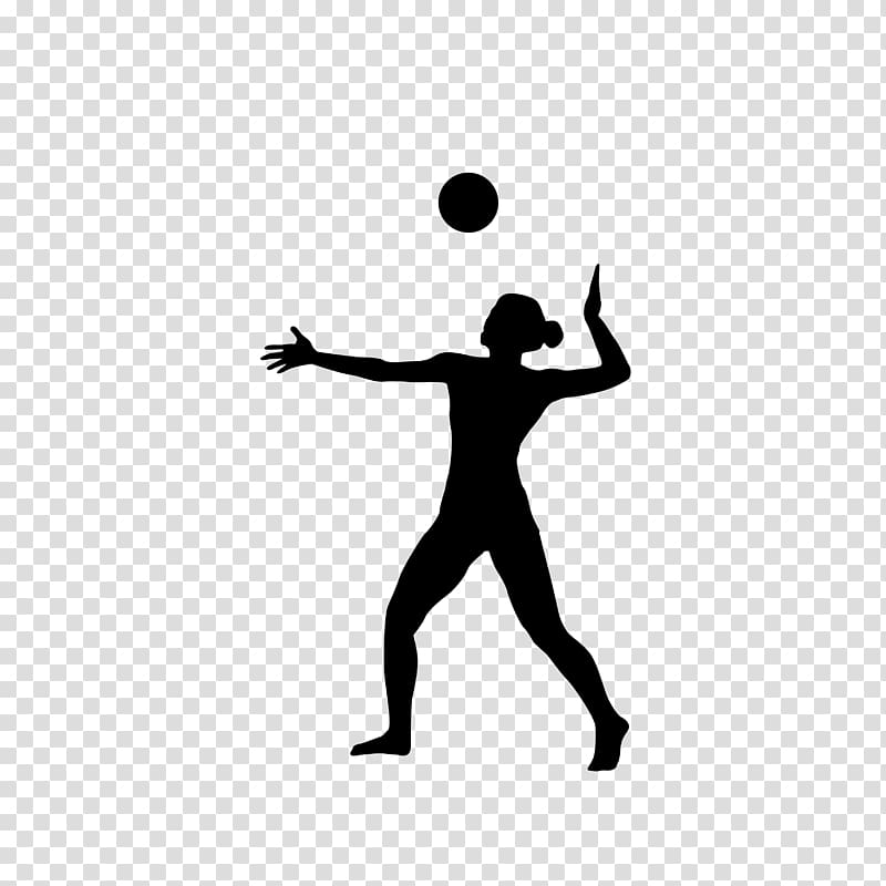 silhouette of woman playing volleyball illustration, Volleyball Silhouette Sport, Woman playing volleyball,Sketch transparent background PNG clipart