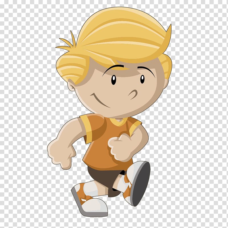 Child Running Icon, Simple drawing running yellow hair boy transparent background PNG clipart