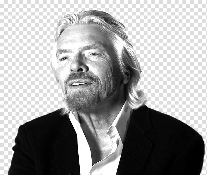 man wearing white collared top, Richard Branson Talking transparent background PNG clipart
