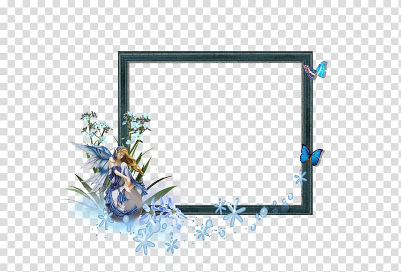 black, blue, and white fairy frame, frame Flower Pattern, Floral design floral border line drawing material transparent background PNG clipart
