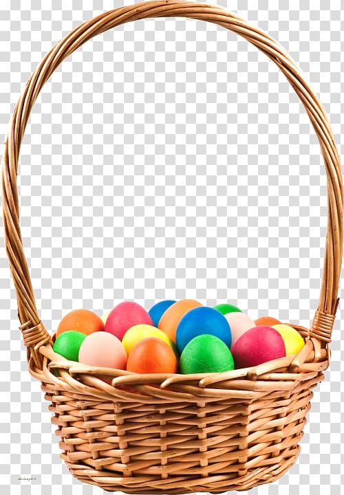Easter Bunny Basket Easter egg Wicker, Egg basket transparent background PNG clipart