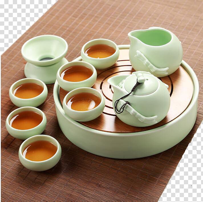 Tea set Coffee Teaware Teapot, Kung fu tea cup transparent background PNG clipart