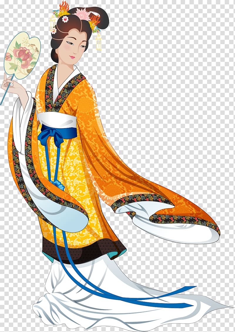 geisha illustration, Mooncake Change Mid-Autumn Festival , Hand-painted fairy transparent background PNG clipart