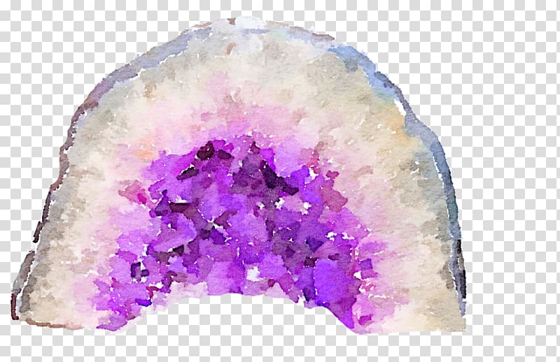 Mineral Geode Watercolor painting Crystal , watercolour transparent background PNG clipart