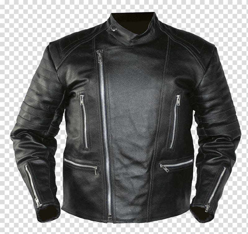 black full-zip leather jacket, Black Leather Jacket transparent background PNG clipart