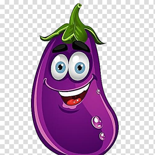 purple eggplant illustration, Vegetable Cartoon Fruit , Cute eggplant transparent background PNG clipart