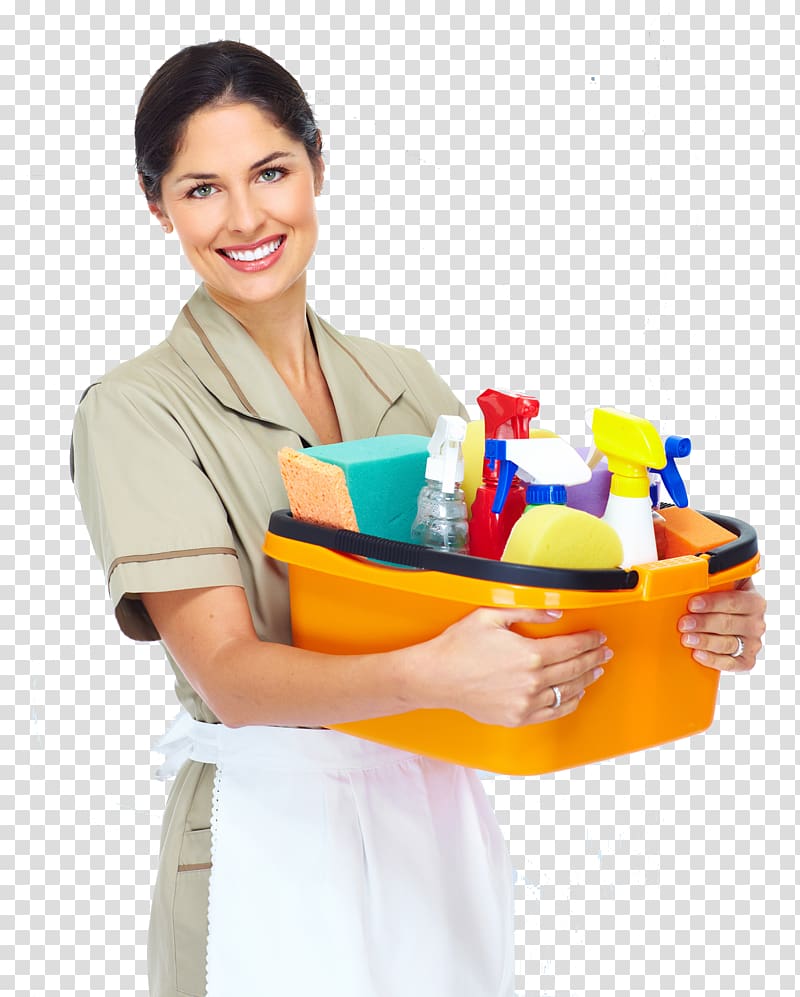 woman carrying household cleaning product, Cleaner Maid service Cleaning Domestic worker Housekeeping, cleaning transparent background PNG clipart