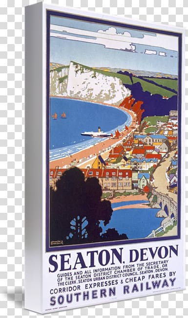 Devon Seaton Rail transport Poster Train, travel posters transparent background PNG clipart