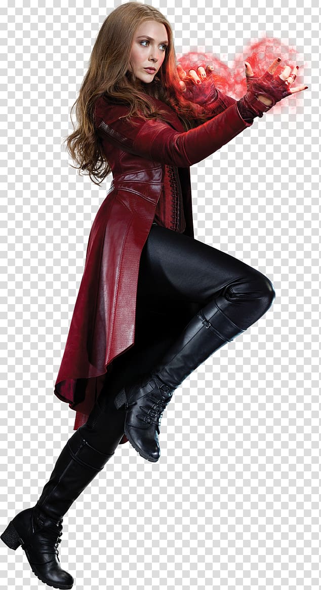 Elizabeth Olsen as Scarlet Witch, Elizabeth Olsen Wanda Maximoff Quicksilver Vision Iron Man, Scarlet Witch transparent background PNG clipart