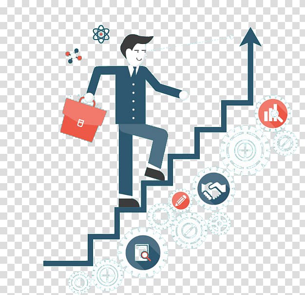 man standing on stair digital artwork, Personal development planning Business Career management, Stairs Success transparent background PNG clipart
