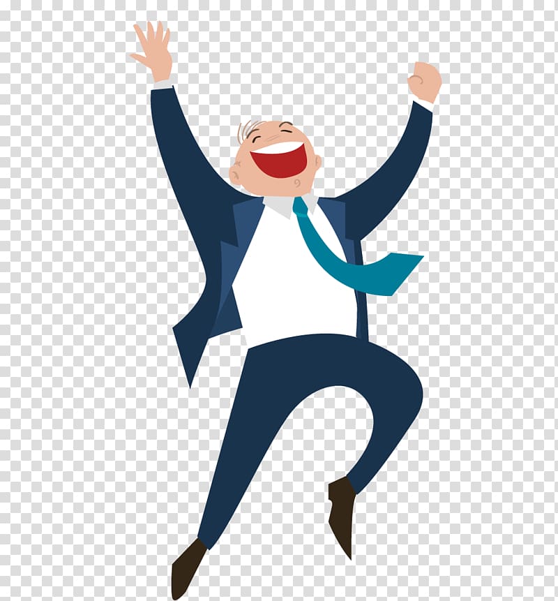 man jumping while hands up illustration, Workplace Happiness at work Customer , Flat Man transparent background PNG clipart